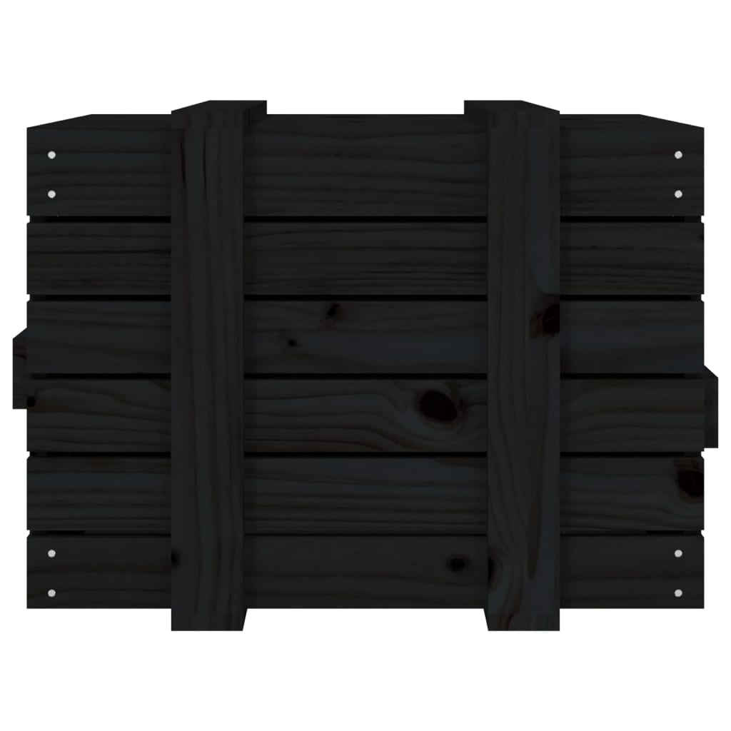 Contenitore Portaoggetti Nero 58x40,5x42 cm Legno Massello Pino - homemem39