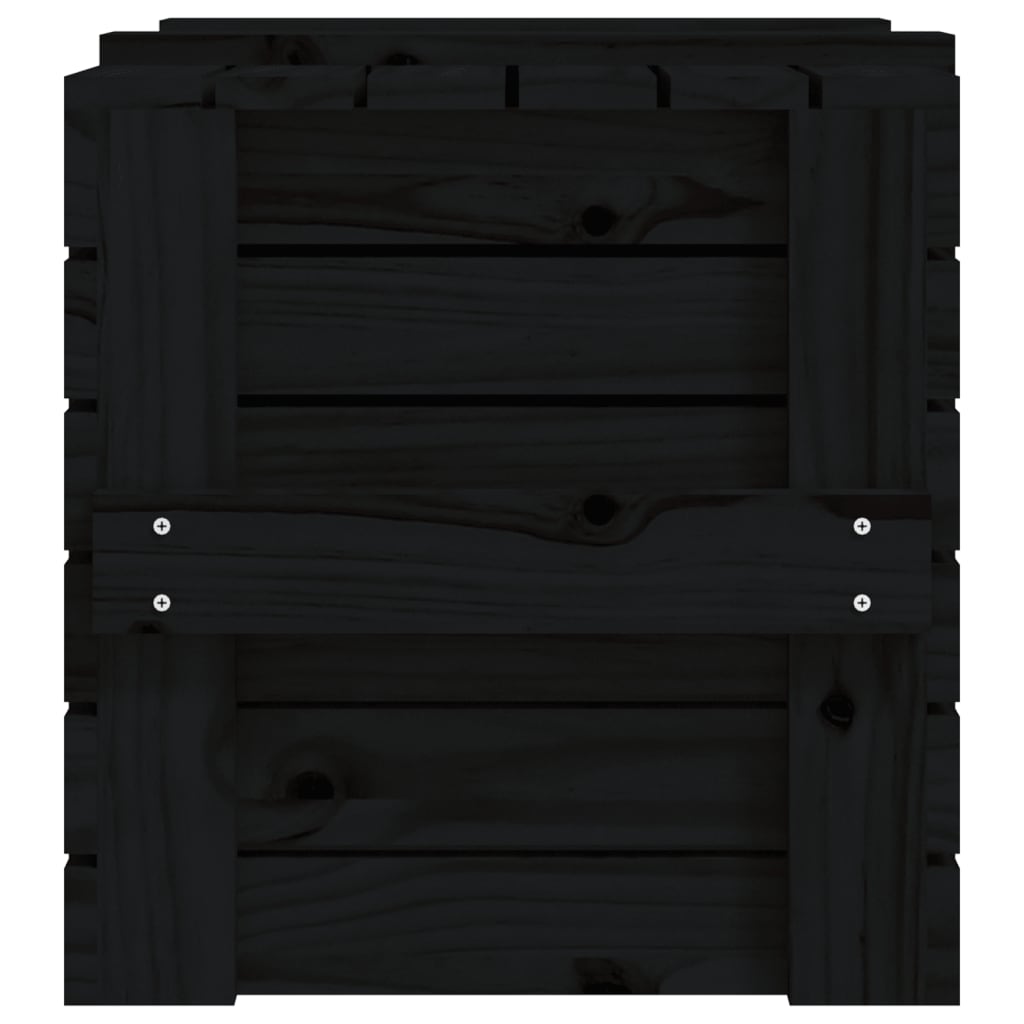 Contenitore Portaoggetti Nero 58x40,5x42 cm Legno Massello Pino - homemem39