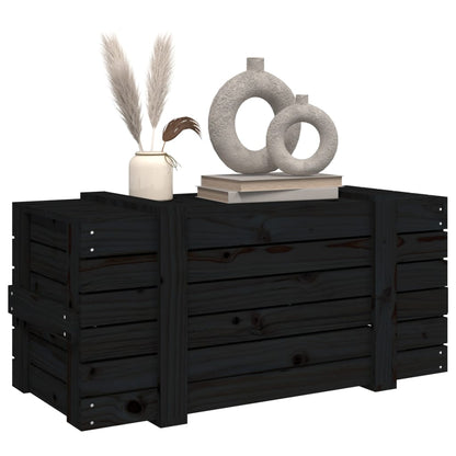 Contenitore Portaoggetti Nero 91x40,5x42 cm Legno Massello Pino - homemem39