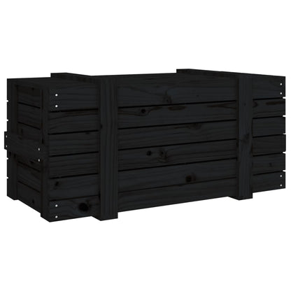 Contenitore Portaoggetti Nero 91x40,5x42 cm Legno Massello Pino - homemem39