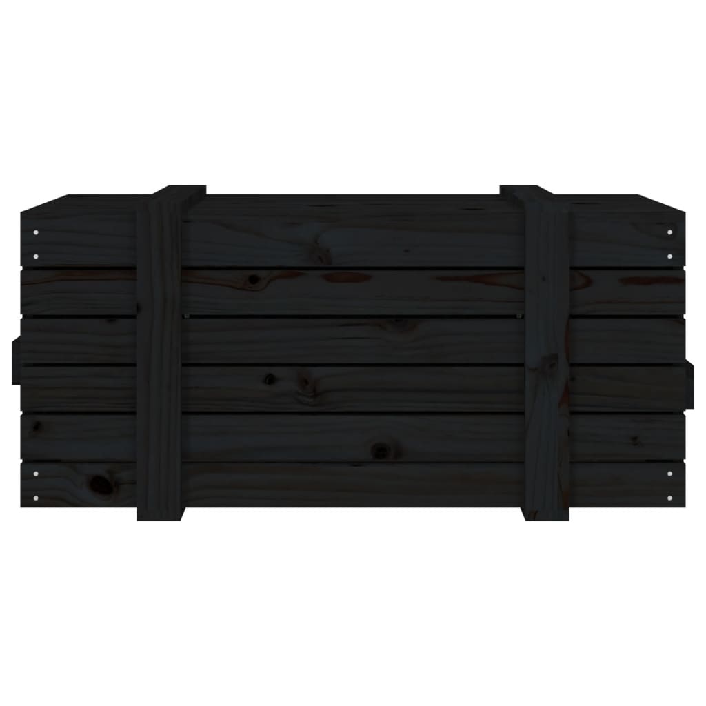 Contenitore Portaoggetti Nero 91x40,5x42 cm Legno Massello Pino - homemem39