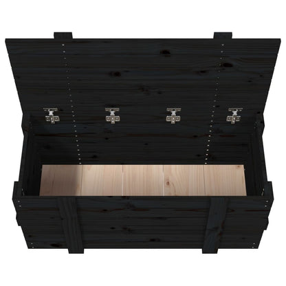 Contenitore Portaoggetti Nero 91x40,5x42 cm Legno Massello Pino - homemem39