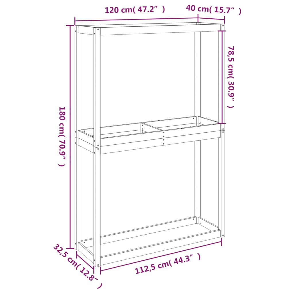 Portapneumatici 120x40x180 cm in Legno Massello di Pino - homemem39