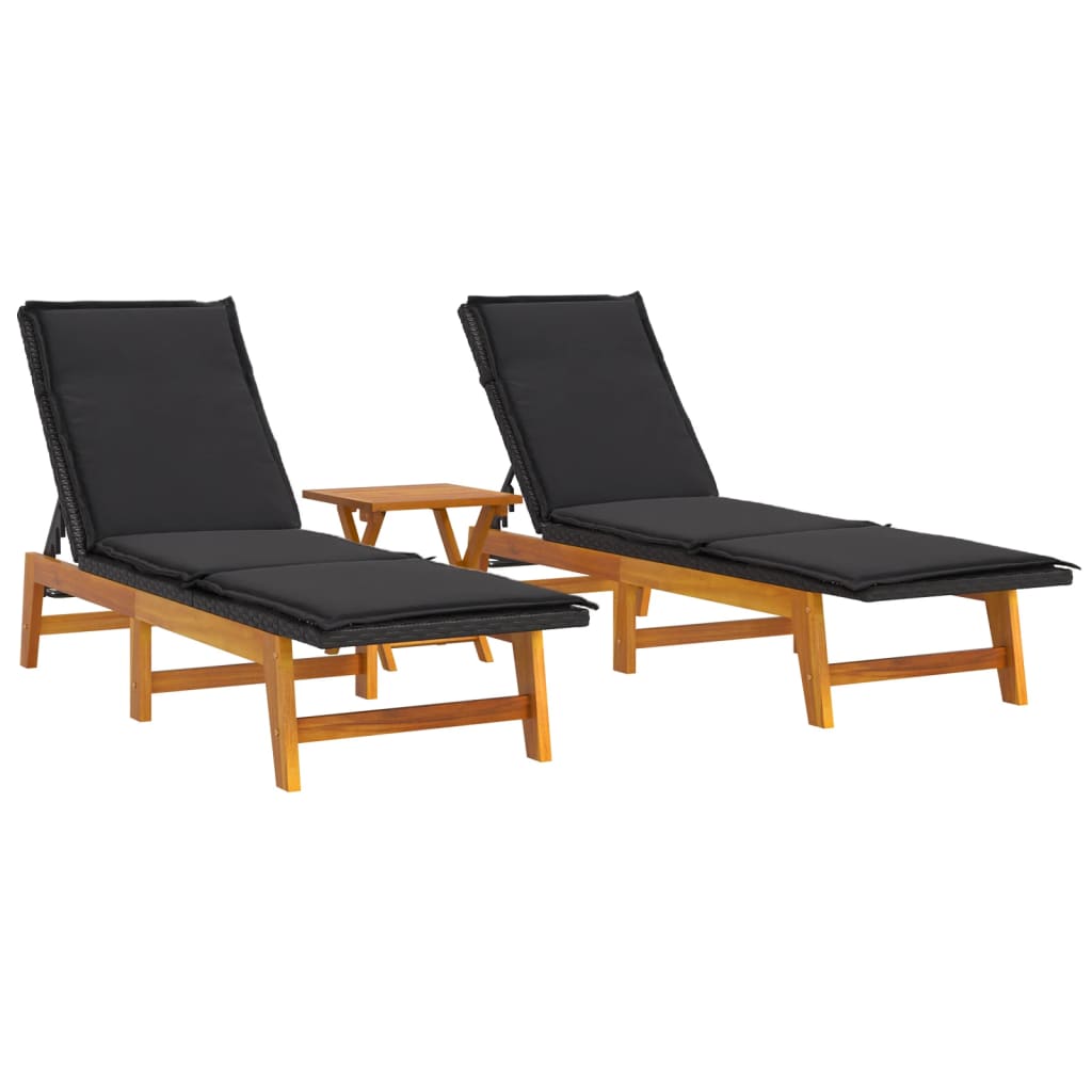 Set Mobili da Giardino 3 pz Polyrattan e Legno Massello Acacia - homemem39