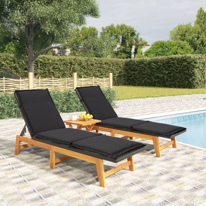 Set Mobili da Giardino 3 pz Polyrattan e Legno Massello Acacia - homemem39