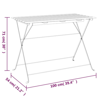 Tavolo Bistrò Pieghevole 100x54x71 cm Massello Acacia e Acciaio - homemem39