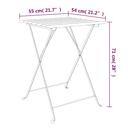 Set Bistrò Pieghevole 3pz in Legno Massello di Acacia e Acciaio - homemem39