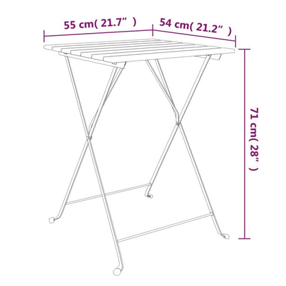 Tavolo Bistrò Pieghevole 55x54x71 Legno Massello Acacia Acciaio - homemem39