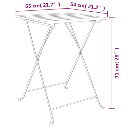 Set Bistrò Pieghevole 3 pz in Legno Massello di Teak e Acciaio - homemem39