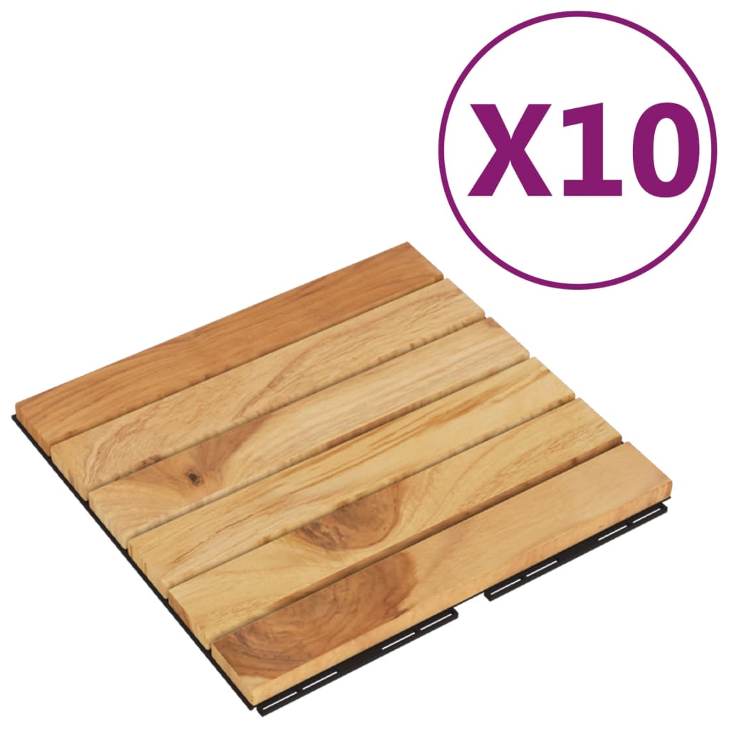 Piastrelle Esterni 10pz 30x30 cm Massello Teak Motivo Verticale - homemem39