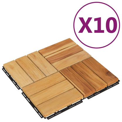 Piastrelle per Esterni 10pz 30x30 cm Legno Massello di Teak - homemem39