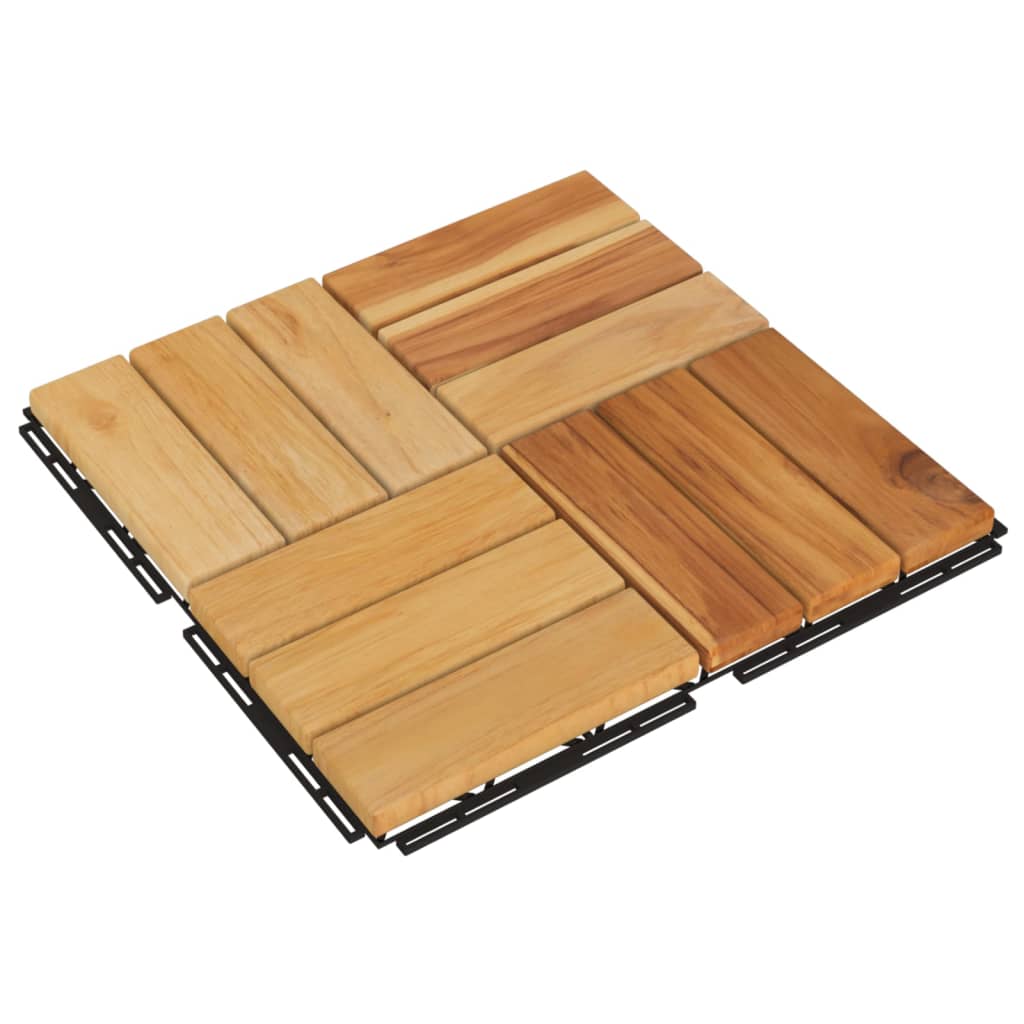 Piastrelle per Esterni 10pz 30x30 cm Legno Massello di Teak - homemem39