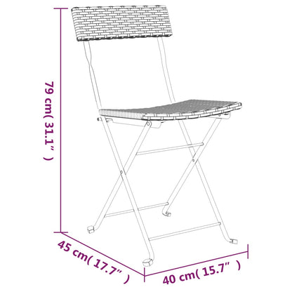 Set Pieghevole da Bistrò 3 pz Nero in Polyrattan - homemem39