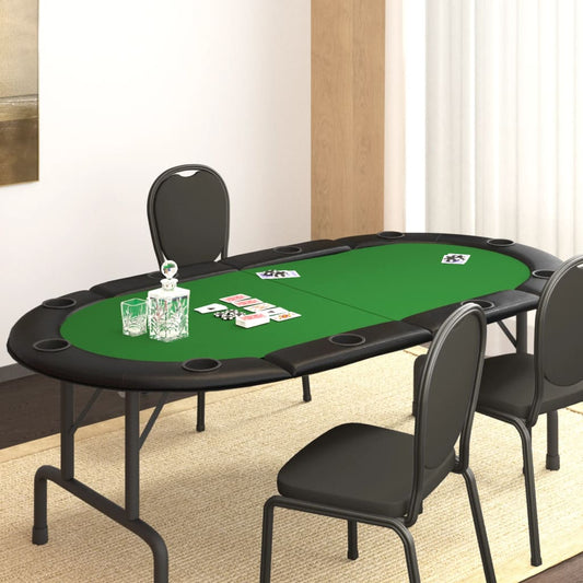 Piano Tavolo da Poker Pieghevole 10 Giocatori Verde 208x106x3cm - homemem39