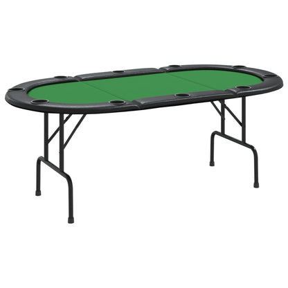 Tavolo da Poker Pieghevole 10 Giocatori Verde 206x106x75 cm - homemem39