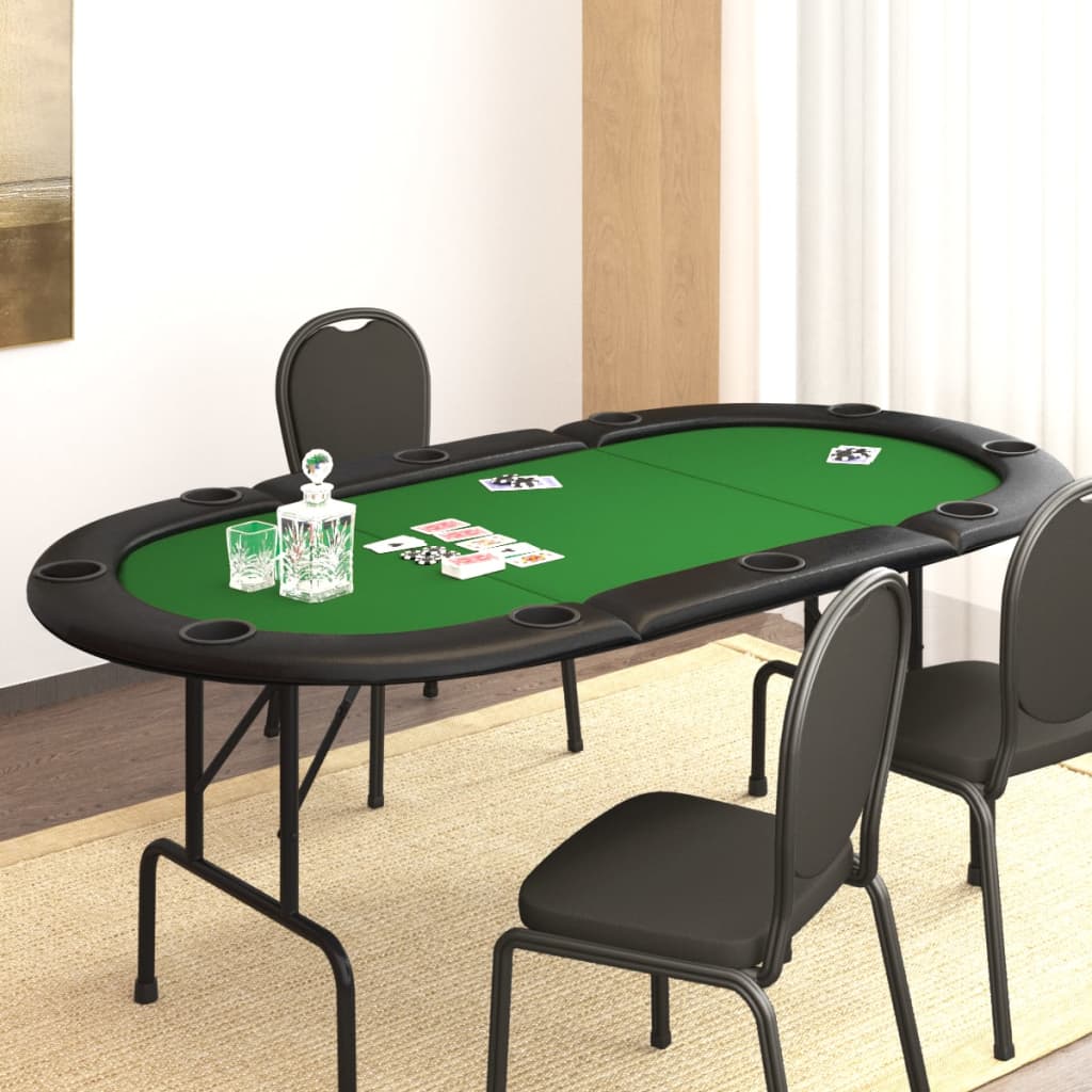 Tavolo da Poker Pieghevole 10 Giocatori Verde 206x106x75 cm - homemem39