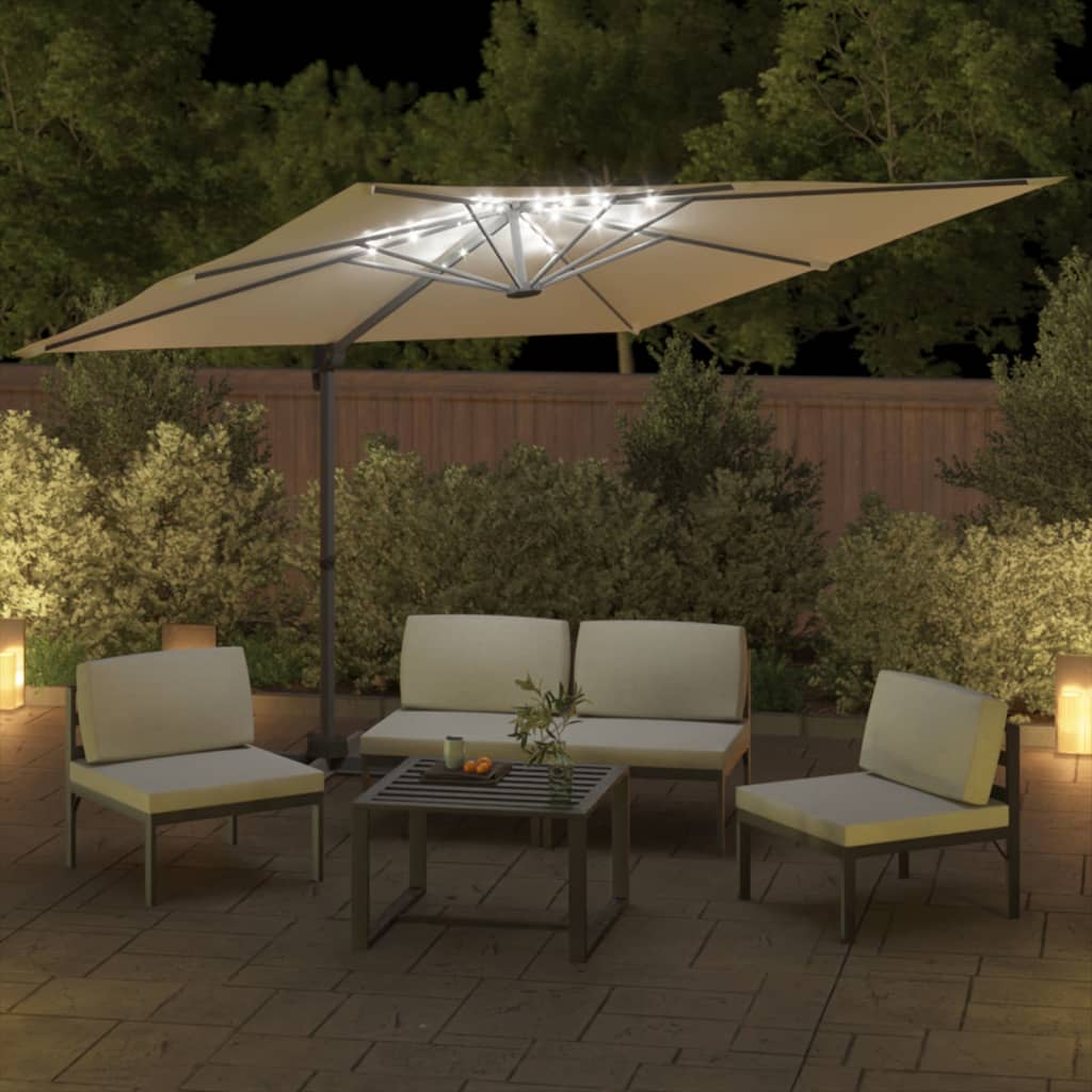 Ombrellone a Sbalzo LED Bianco Sabbia 400x300 cm - homemem39