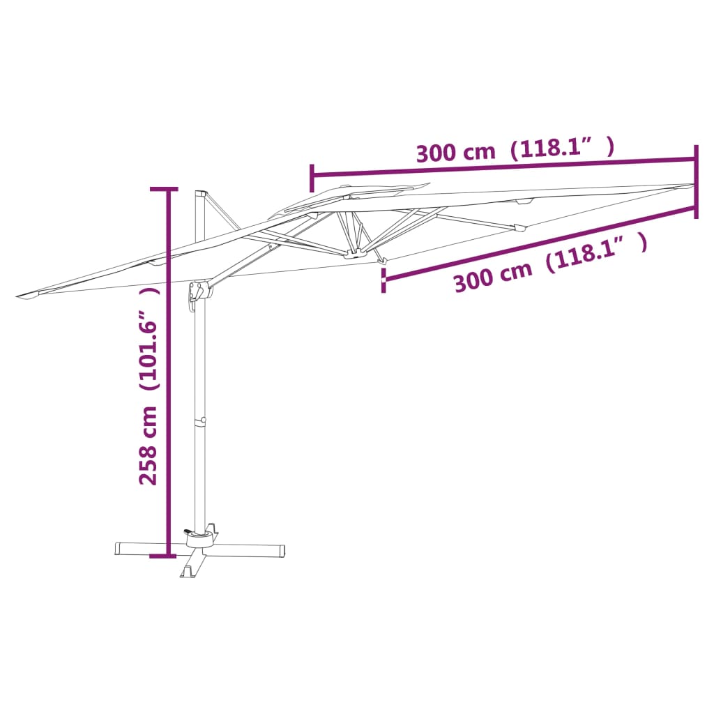 Ombrellone a Sbalzo Doppio Piano Bianco Sabbia 300x300 cm - homemem39