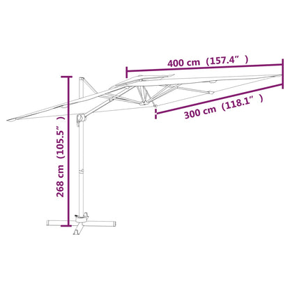 Ombrellone a Sbalzo Doppio Piano Bianco Sabbia 400x300 cm - homemem39