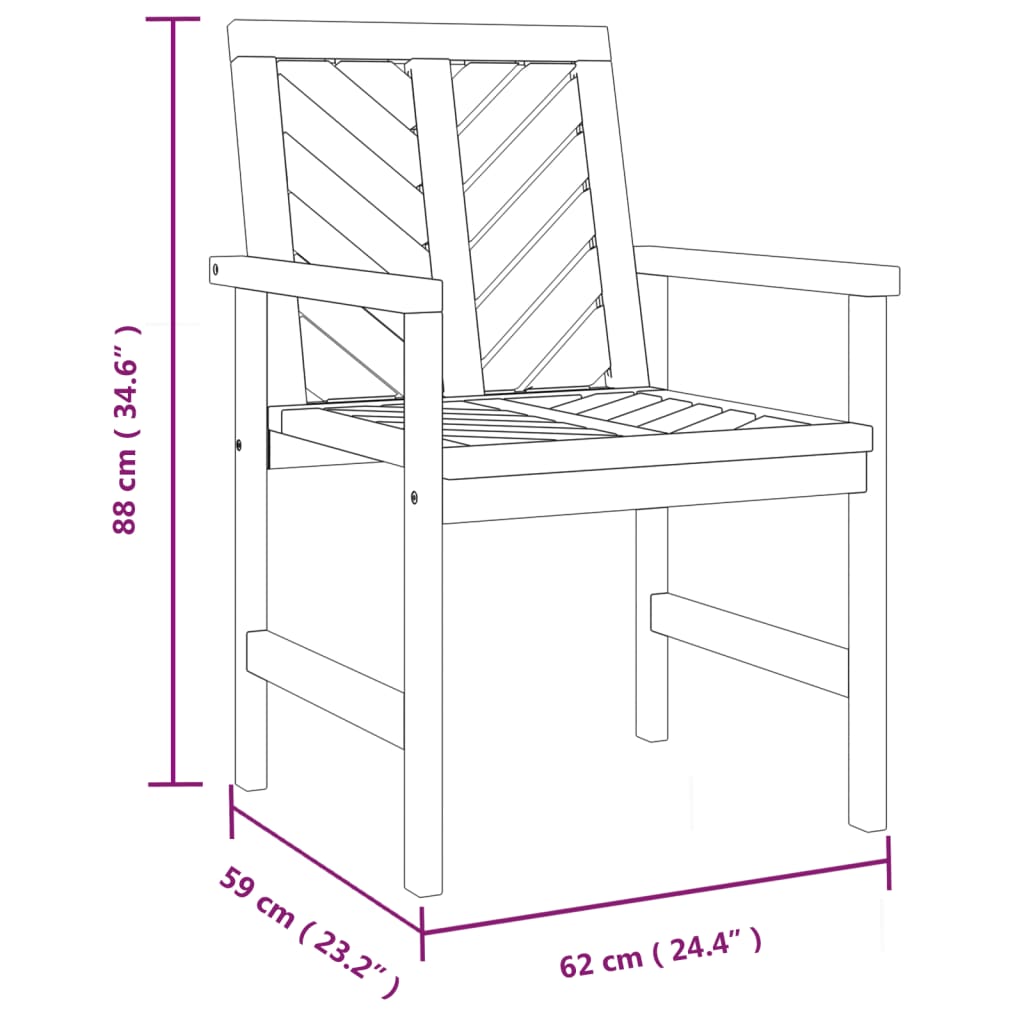 Set da Salotto da Giardino 3 pz in Legno Massello di Acacia - homemem39