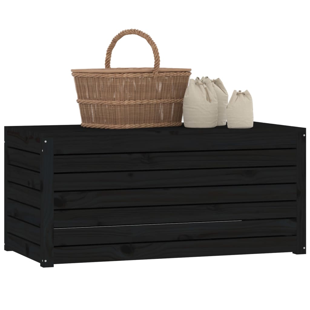 Contenitore Giardino Nero 101x50,5x46,5 cm Legno Massello Pino - homemem39