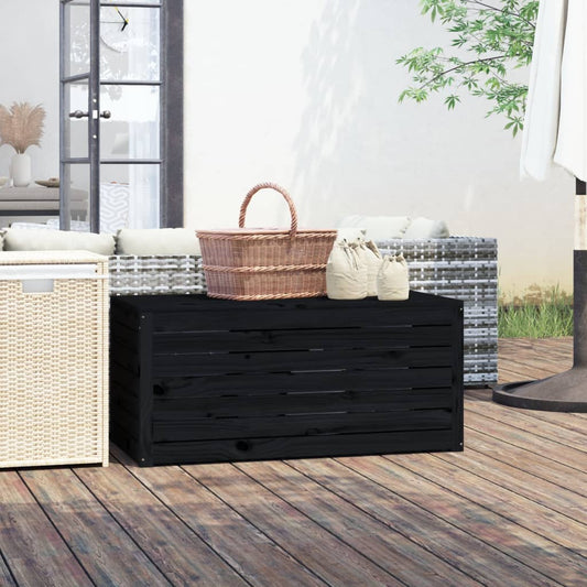 Contenitore Giardino Nero 101x50,5x46,5 cm Legno Massello Pino - homemem39