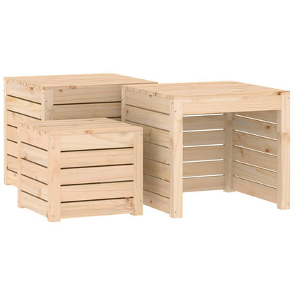 Set Cassette da Giardino 3 pz in Legno Massello di Pino - homemem39