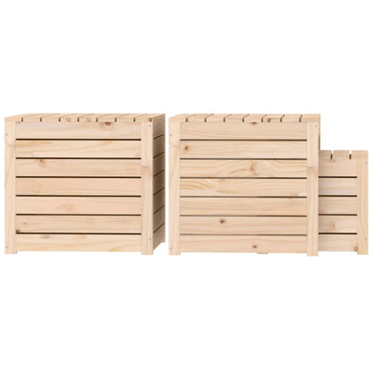 Set Cassette da Giardino 3 pz in Legno Massello di Pino - homemem39