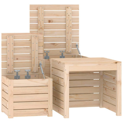 Set Cassette da Giardino 3 pz in Legno Massello di Pino - homemem39