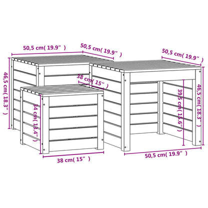 Set Cassette da Giardino 3 pz Nero in Legno Massello di Pino - homemem39