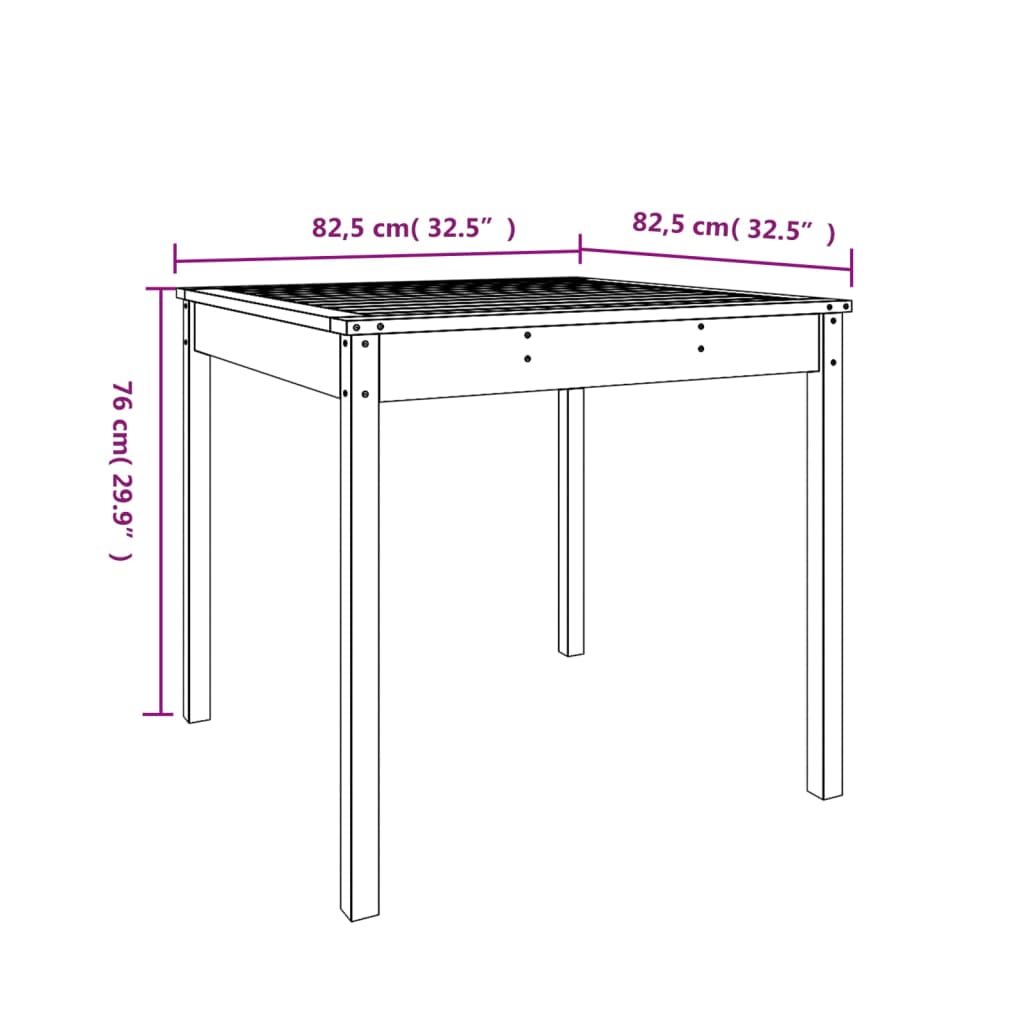 Tavolo da Giardino Grigio 82,5x82,5x76 cm Legno Massello Pino - homemem39