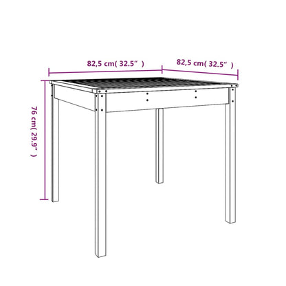 Tavolo da Giardino Nero 82,5x82,5x76 cm Legno Massello di Pino - homemem39