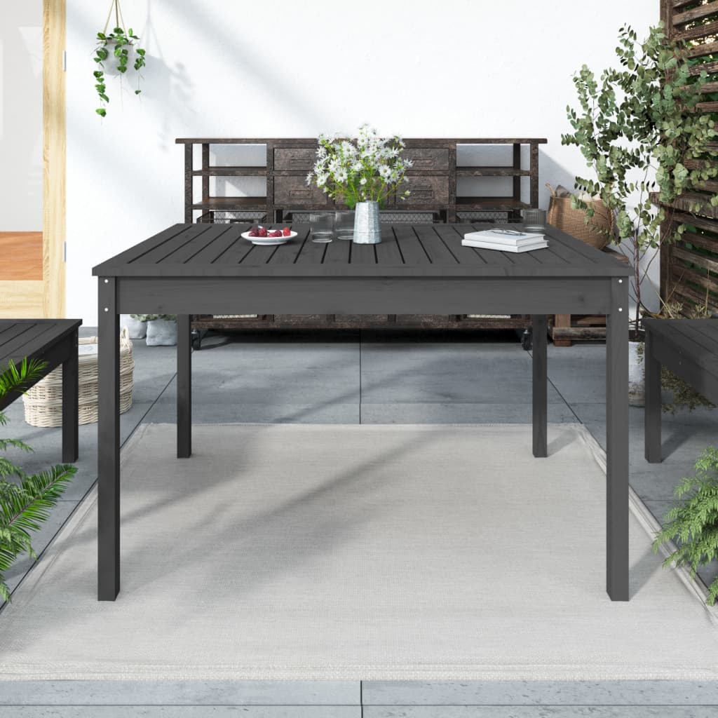 Tavolo da Giardino Grigio 121x82,5x76 cm Legno Massello di Pino - homemem39