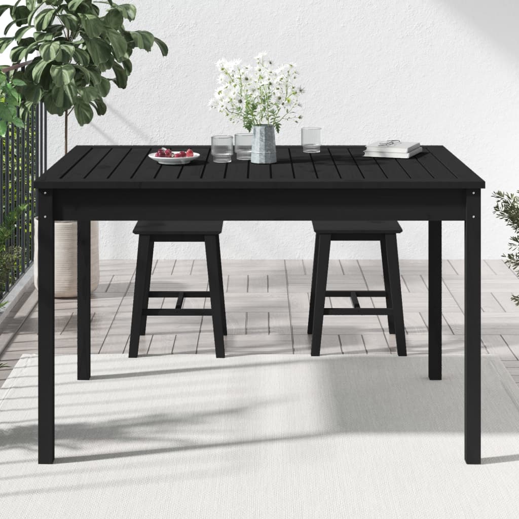 Tavolo da Giardino Nero 121x82,5x76 cm Legno Massello di Pino - homemem39