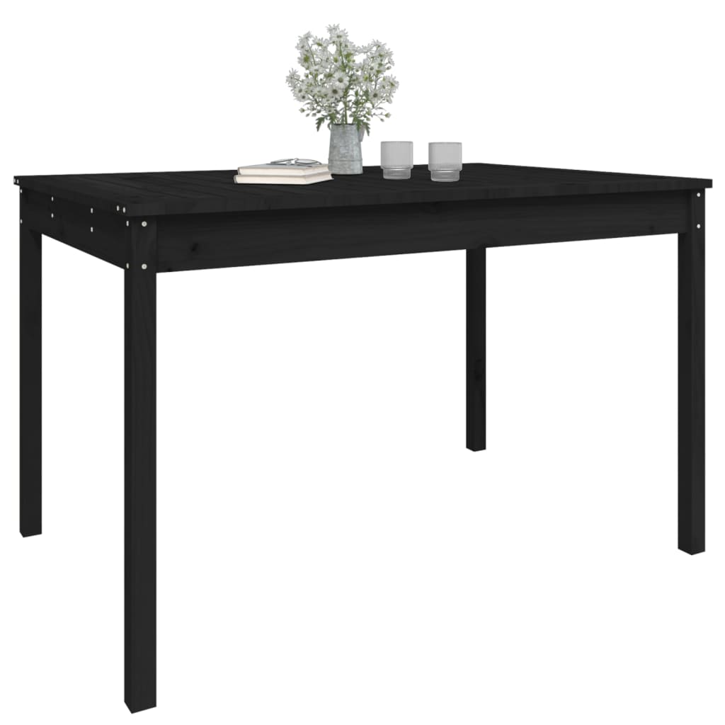 Tavolo da Giardino Nero 121x82,5x76 cm Legno Massello di Pino - homemem39