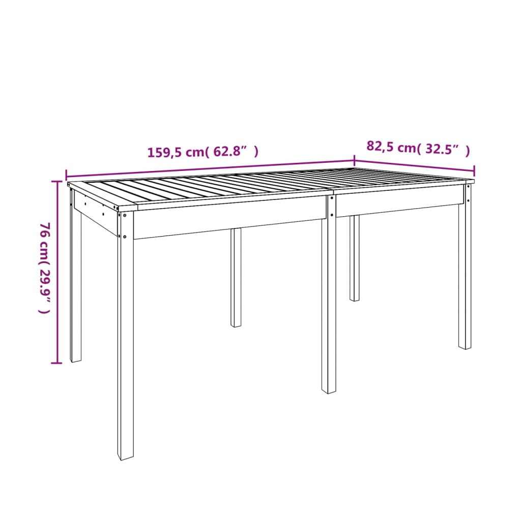 Tavolo da Giardino 159,5x82,5x76 cm in Legno Massello di Pino - homemem39