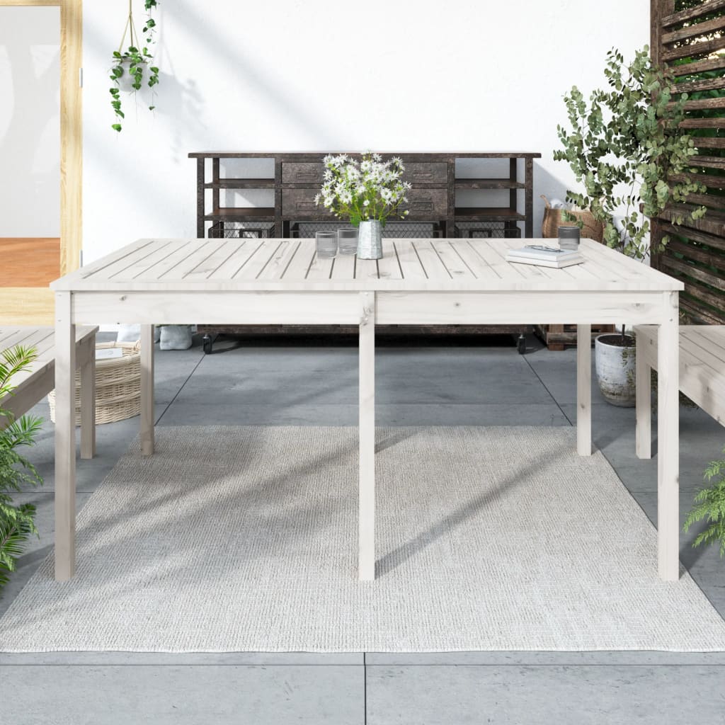 Tavolo da Giardino Bianco 159,5x82,5x76cm Legno Massello Pino - homemem39