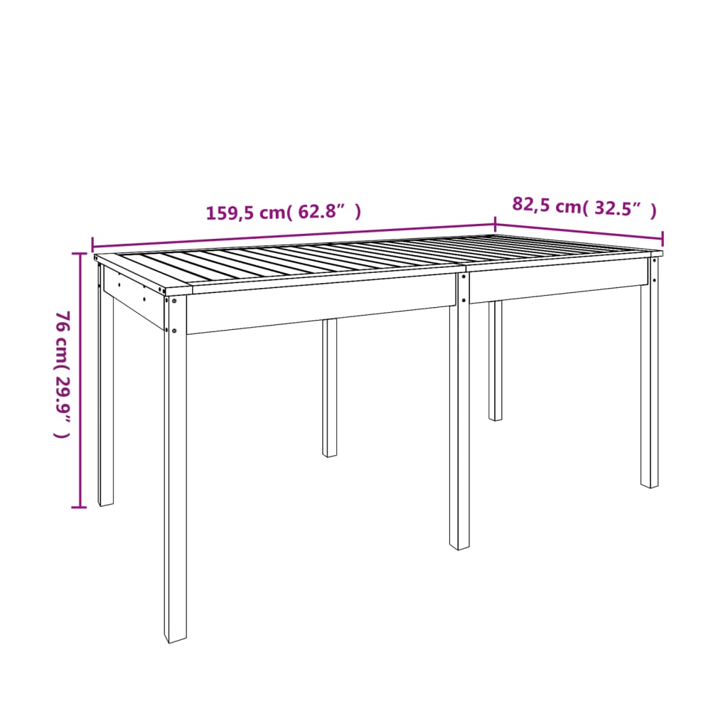 Tavolo da Giardino 159,5x82,5x76cm in Legno Massello di Douglas - homemem39