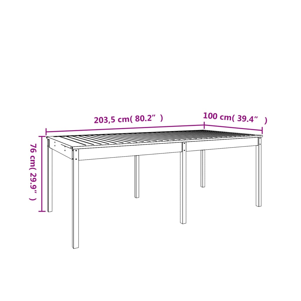 Tavolo da Giardino Bianco 203,5x100x76cm Legno Massello di Pino - homemem39