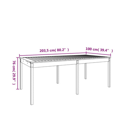 Tavolo da Giardino Miele 203,5x100x76cm Legno Massello di Pino - homemem39