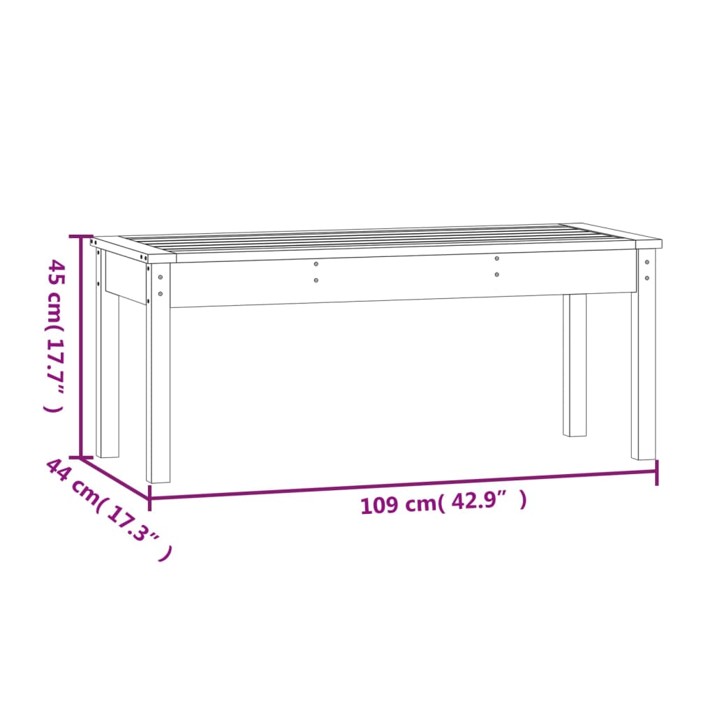 Panca da Giardino Nera 109x44x45 cm Legno Massello di Pino - homemem39