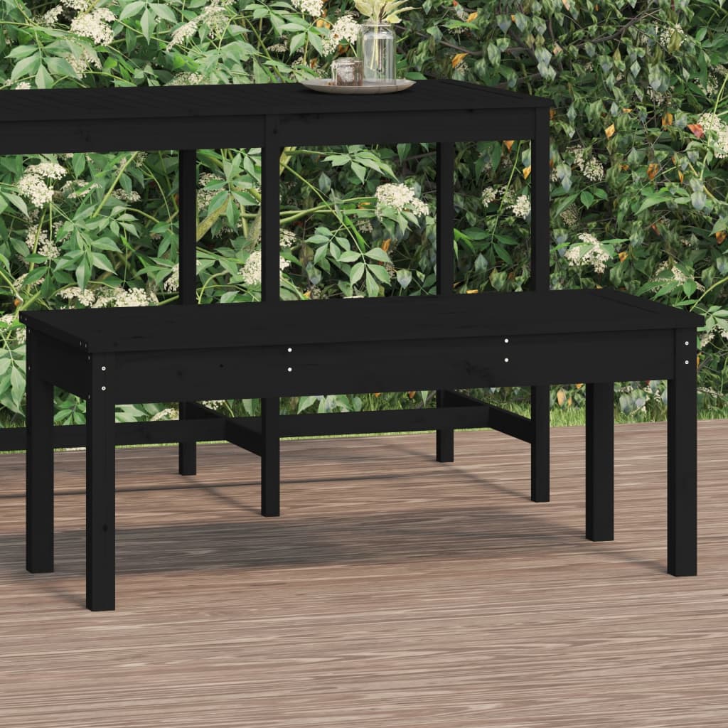 Panca da Giardino Nera 109x44x45 cm Legno Massello di Pino - homemem39