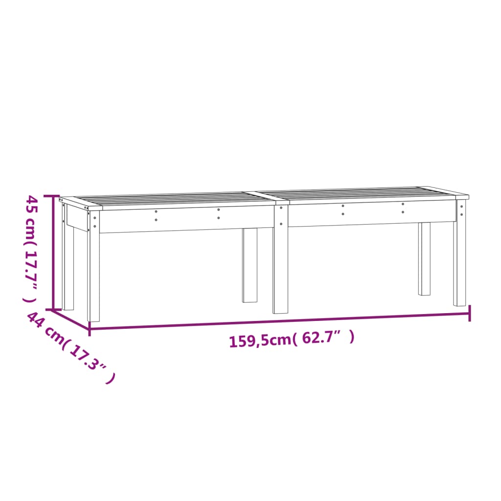 Panca da Giardino 2 Posti 159,5x44x45 cm Legno Massello di Pino - homemem39