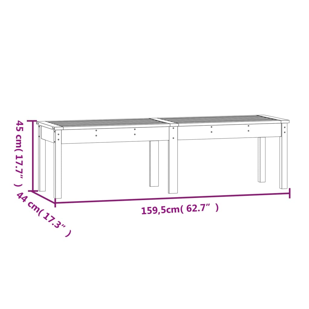 Panca Giardino 2 Posti Bianca 159,5x44x45cm Legno Massello Pino - homemem39