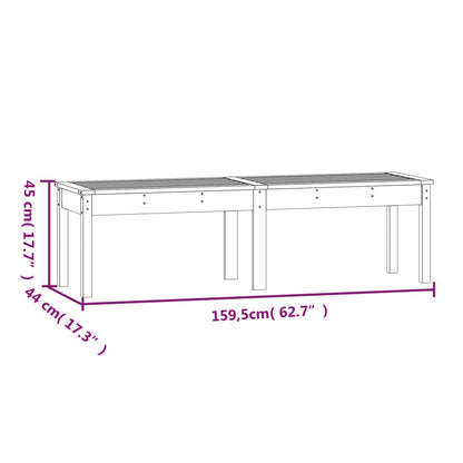 Panca Giardino 2 Posti Grigia 159,5x44x45cm Legno Massello Pino - homemem39