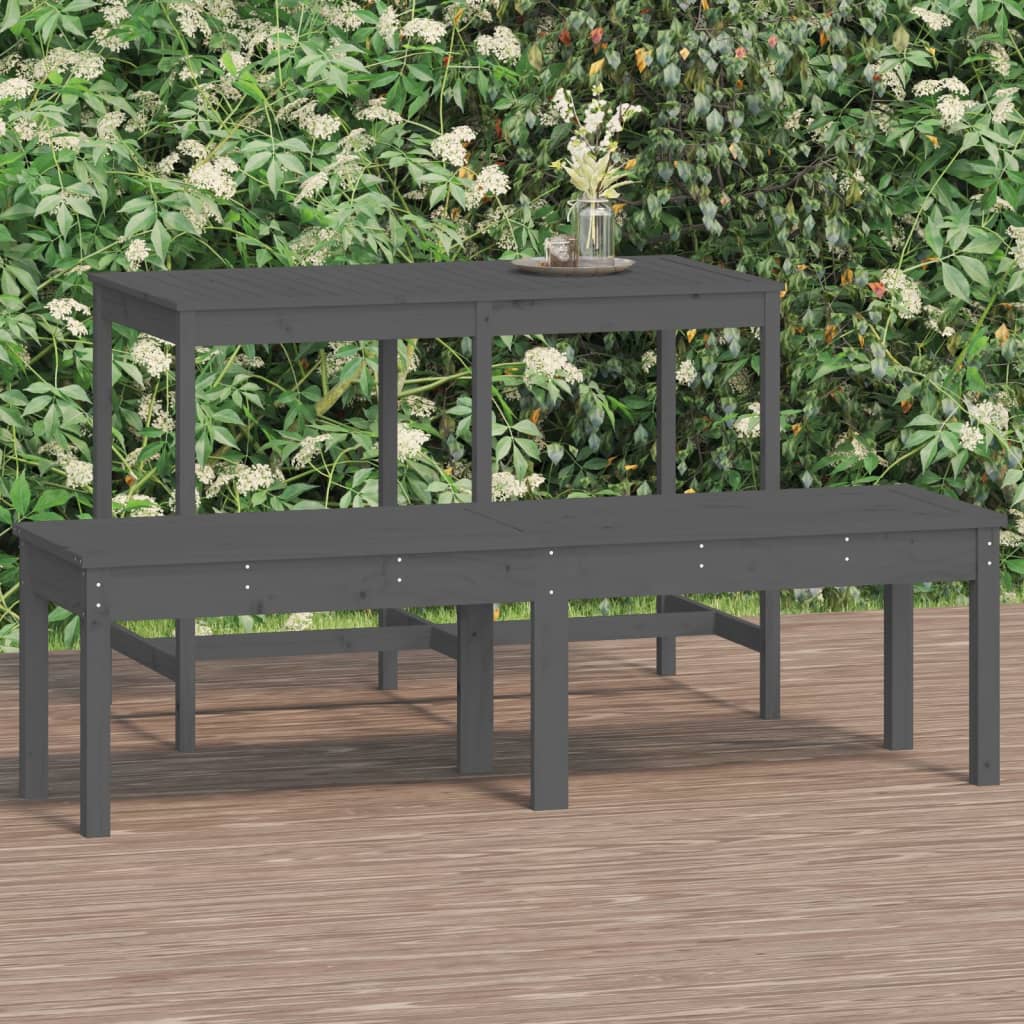 Panca Giardino 2 Posti Grigia 159,5x44x45cm Legno Massello Pino - homemem39