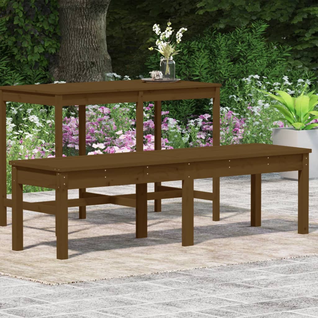 Panca Giardino 2 Posti Miele 159,5x44x45cm Legno Massello Pino - homemem39