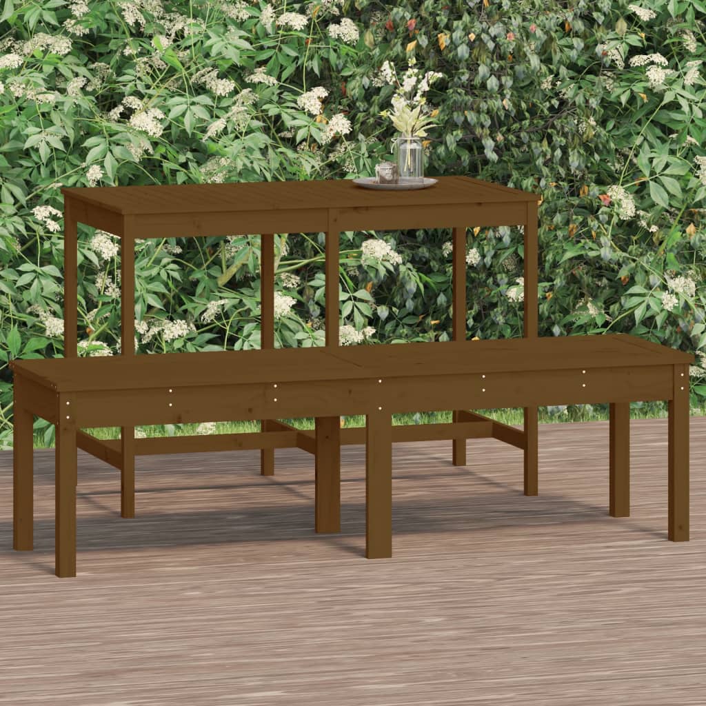 Panca Giardino 2 Posti Miele 159,5x44x45cm Legno Massello Pino - homemem39