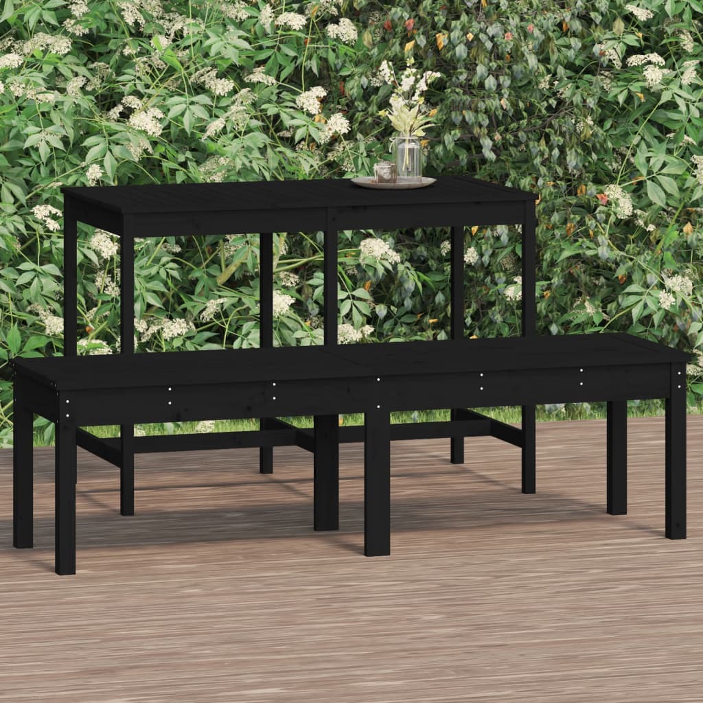 Panca Giardino 2 Posti Nera 159,5x44x45cm Legno Massello Pino - homemem39