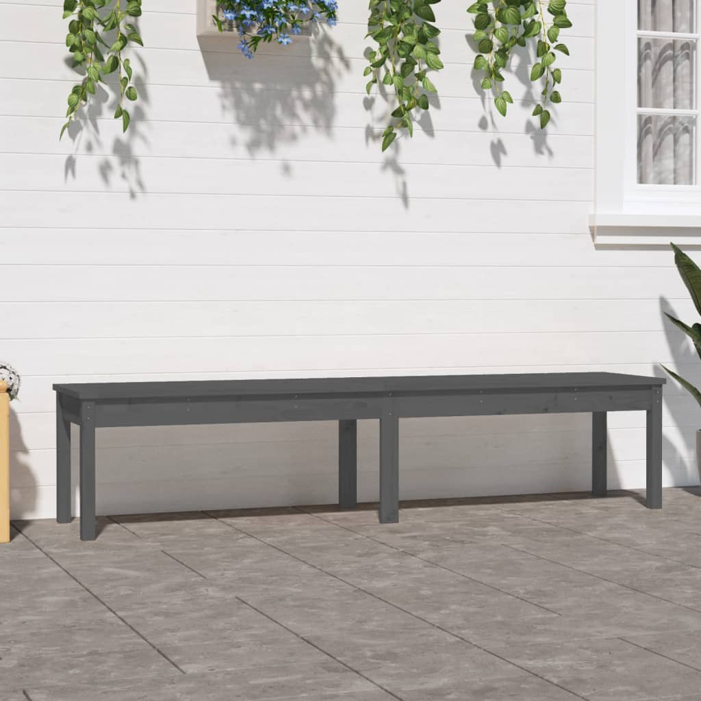 Panca Giardino 2 Posti Grigia 203,5x44x45cm Legno Massello Pino - homemem39